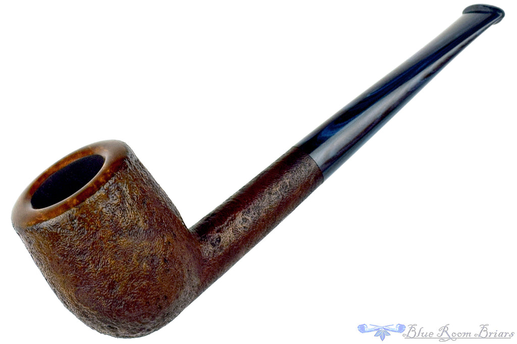 Blue Room Briars is proud to present this H Pipes by Aiden Hesslewood Sandblast Billiard with Denim Blue Brindle