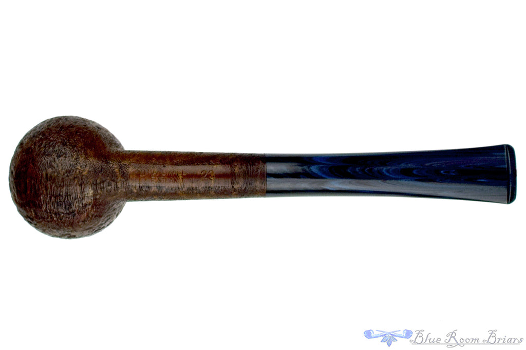 Blue Room Briars is proud to present this H Pipes by Aiden Hesslewood Sandblast Billiard with Denim Blue Brindle