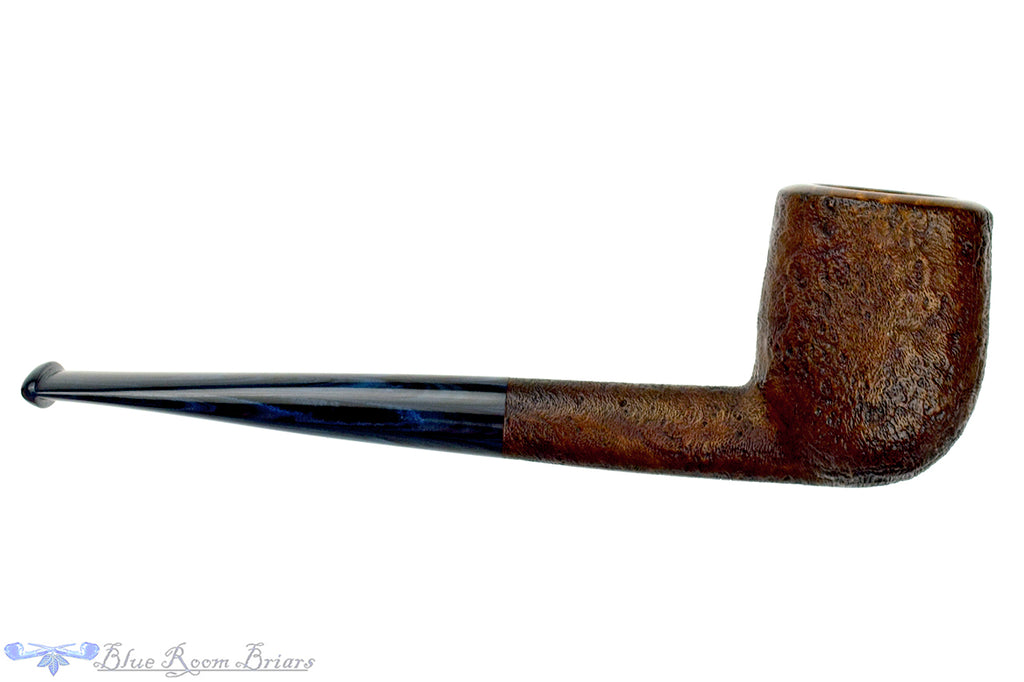 Blue Room Briars is proud to present this H Pipes by Aiden Hesslewood Sandblast Billiard with Denim Blue Brindle