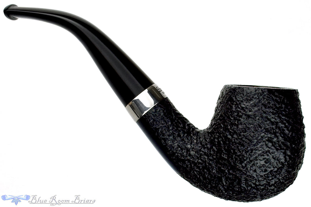Peterson Cara 68 1/2 Bent Black Blast Brandy with Silver Estate Pipe