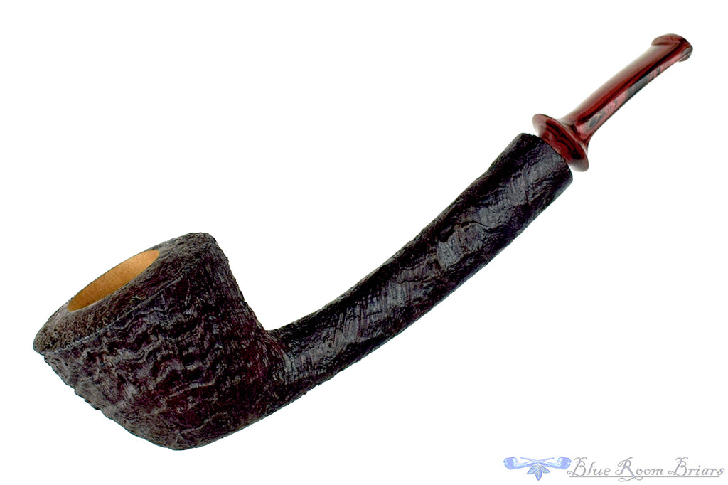 Blue Room Briars is proud to present this Jason Patrick Pipe Bent Sandblast Long Shank Dublin with Brindle
