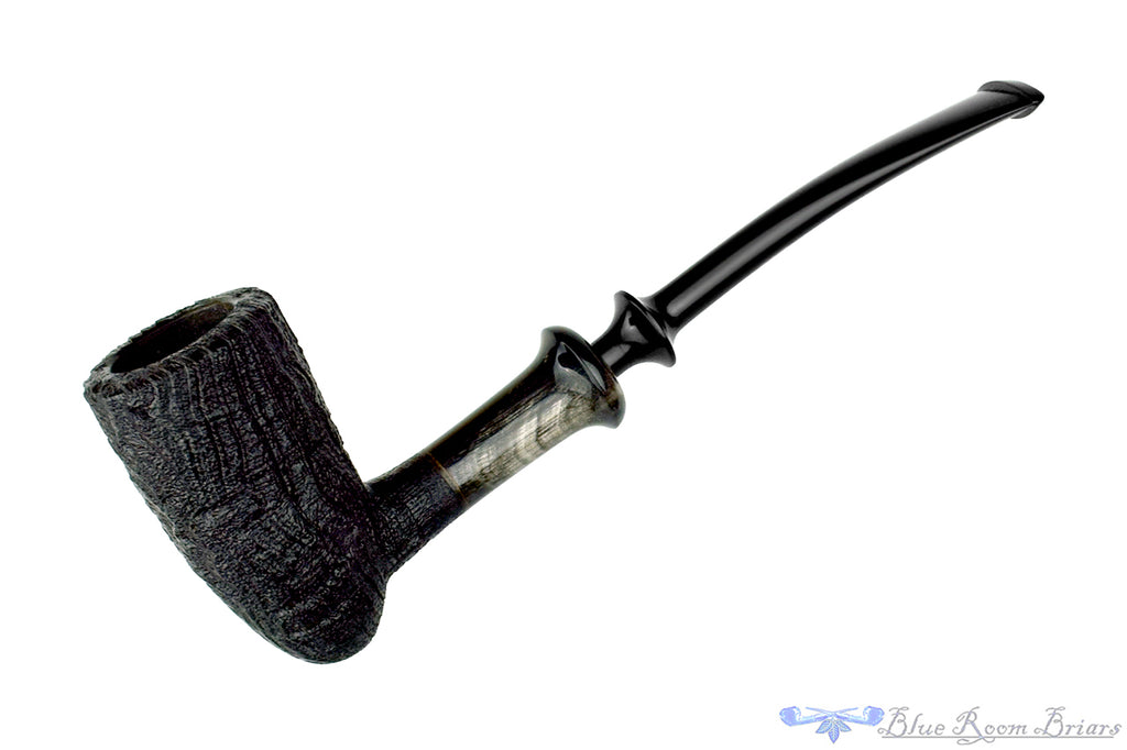 Blue Room Briars is proud to present this Yorgos Mitakidis Pipe 6823 Bent Sandblast Strawberry Wood Acorn with Horn Ferrule