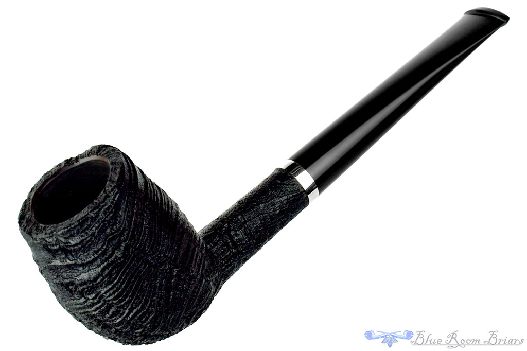 Blue Room Briars is proud to present this Yorgos Mitakidis Pipe 6323 Sandblast Strawberry Wood Billiard with Silver