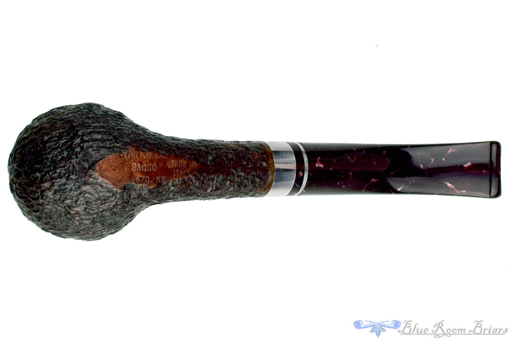 Blue Room Briars is proud to present this Savinelli Bacco 670 KS Bent Rusticated Billiard (9mm Filter) with Nickel Estate Pipe