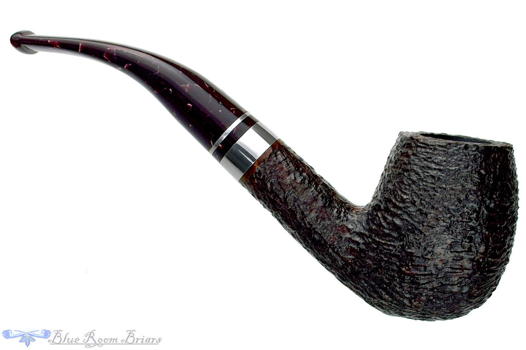 Blue Room Briars is proud to present this Savinelli Bacco 670 KS Bent Rusticated Billiard (9mm Filter) with Nickel Estate Pipe