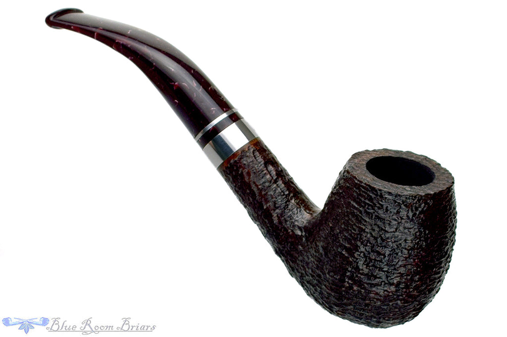Blue Room Briars is proud to present this Savinelli Bacco 670 KS Bent Rusticated Billiard (9mm Filter) with Nickel Estate Pipe
