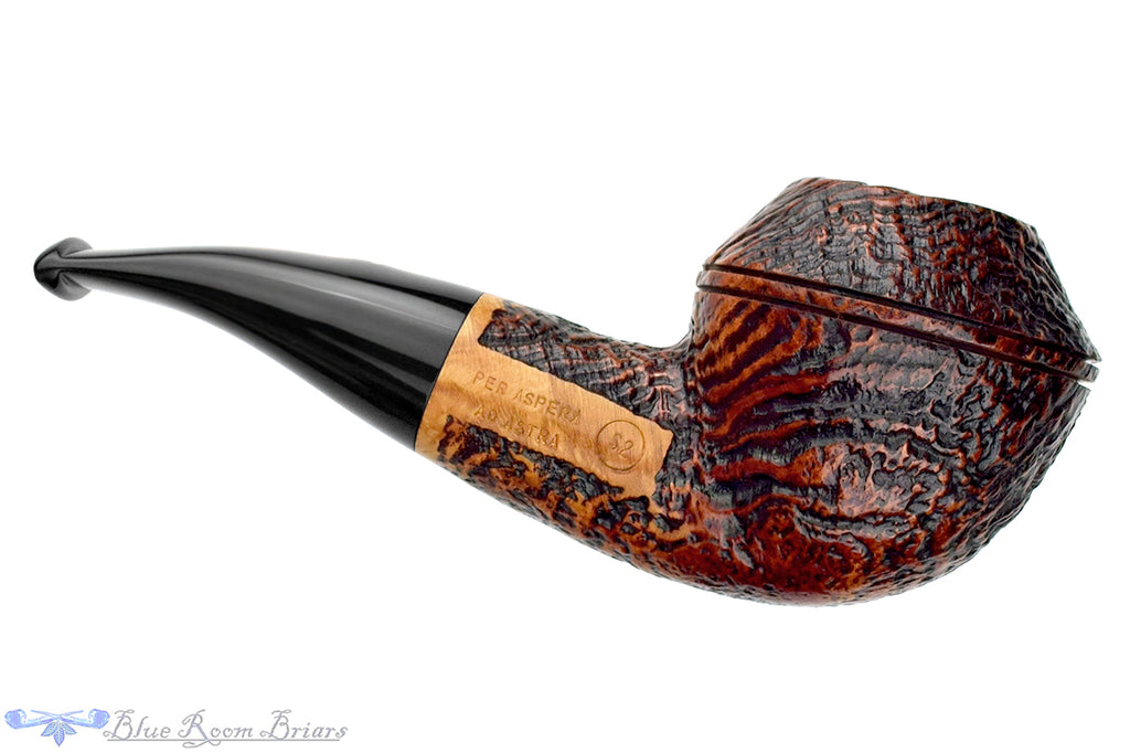 Blue Room Briars is proud to present this Ser Jacopo Bent Sandblast Stout Rhodesian UNSMOKED Estate Pipe