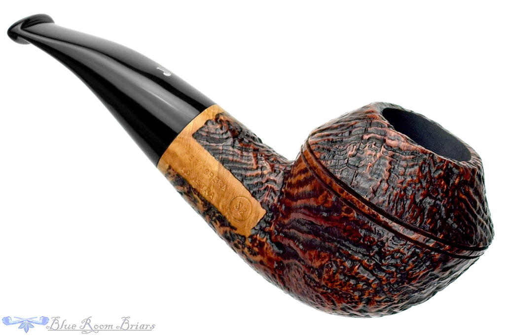 Blue Room Briars is proud to present this Ser Jacopo Bent Sandblast Stout Rhodesian UNSMOKED Estate Pipe
