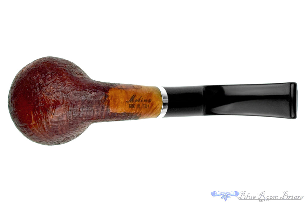 Blue Room Briars is proud to present this Molina Bent Sandblast Tomato (9mm Filter) with Nickel Estate Pipe