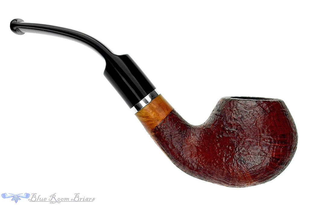 Blue Room Briars is proud to present this Molina Bent Sandblast Tomato (9mm Filter) with Nickel Estate Pipe