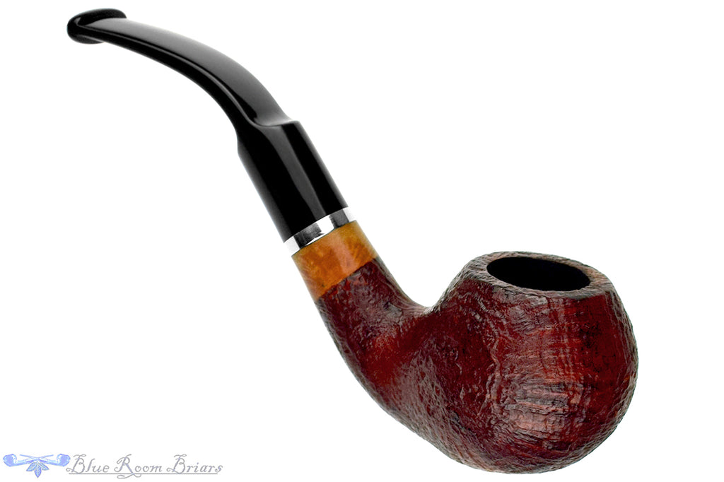 Blue Room Briars is proud to present this Molina Bent Sandblast Tomato (9mm Filter) with Nickel Estate Pipe