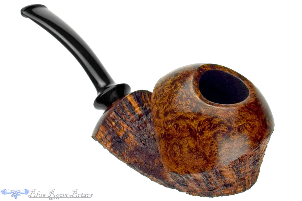 Blue Room Briars is proud to present this David Huber Pipe Nepenthe's Slipper Bent High-Contrast Partial Sandblast Sitter