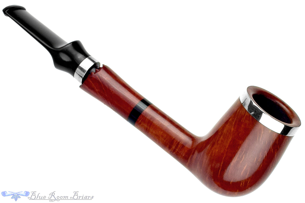 Blue Room Briars is proud to present this Celina & Tadeusz Polińscy Handmade Billiard (9mm Filter) with Silver and Acrylic UNSMOKED Estate Pipe