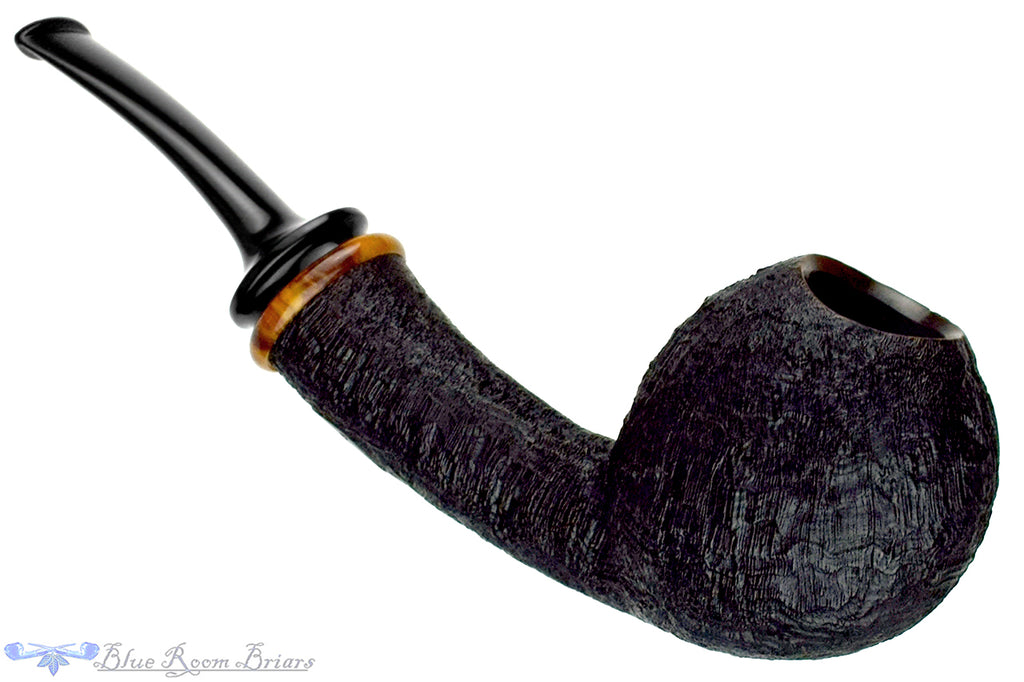 Blue Room Briars is proud to present this Thomas James (2013 Make) Bent Sandblast Danish Apple with Bakelite Estate Pipe