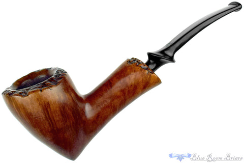 Bari Select Natural Old Briar 964 Chimney Stack Estate Pipe with Brass Repair Band