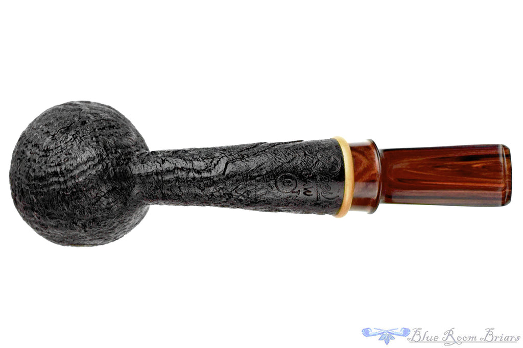 Blue Room Briars is proud to present this Bruce Weaver and Thomas James Collaboration P&T Magazine (2012 Make) Bent Sandblast Strawberry with Boxwood and Brindle Estate Pipe