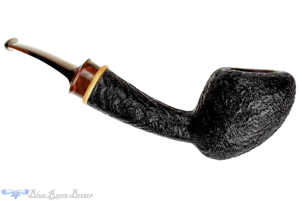Blue Room Briars is proud to present this Bruce Weaver and Thomas James Collaboration P&T Magazine (2012 Make) Bent Sandblast Strawberry with Boxwood and Brindle Estate Pipe
