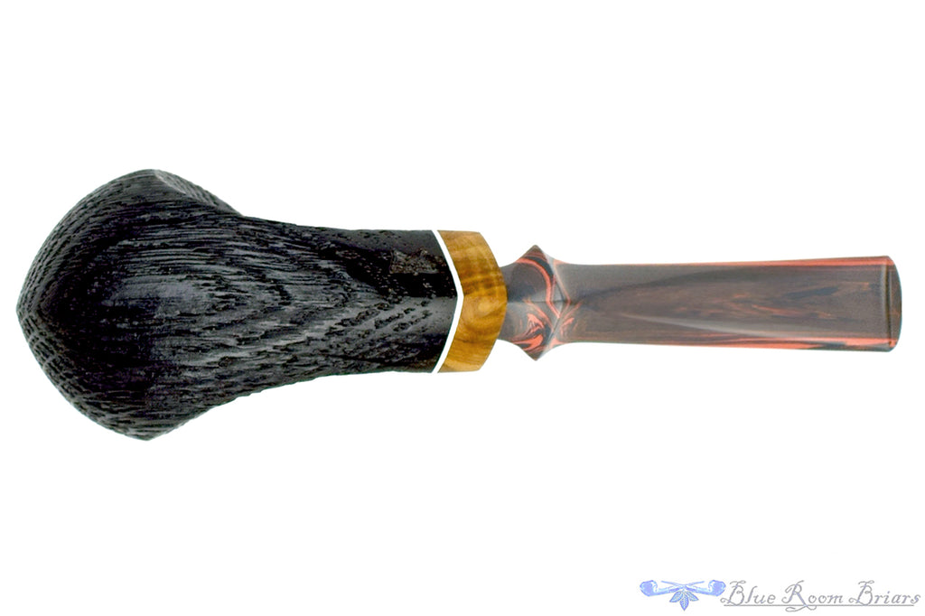 Blue Room Briars is proud to present this Marinko Neralić Pipe Bent Sandblast Morta Diamond Shank Wave with Olive Wood and Brindle