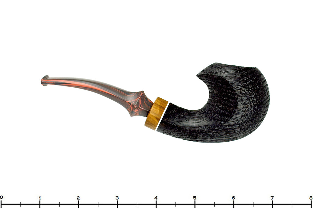 Blue Room Briars is proud to present this Marinko Neralić Pipe Bent Sandblast Morta Diamond Shank Wave with Olive Wood and Brindle