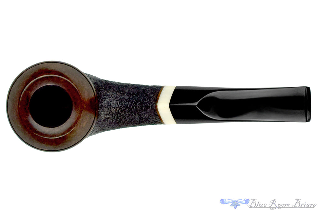 Blue Room Briars is proud to present this Jerry Crawford Pipe Bent Partial Blast Bulldog with Ivorite