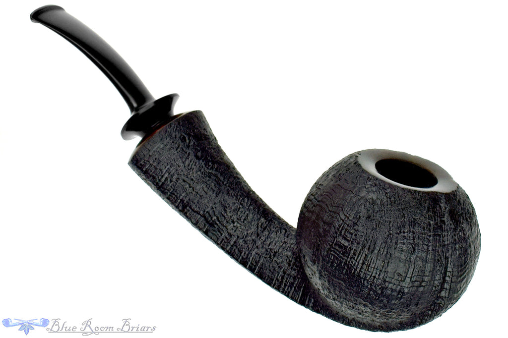 Blue Room Briars is proud to present this David Huber Pipe Large Bent Sandblast Racing Tomato