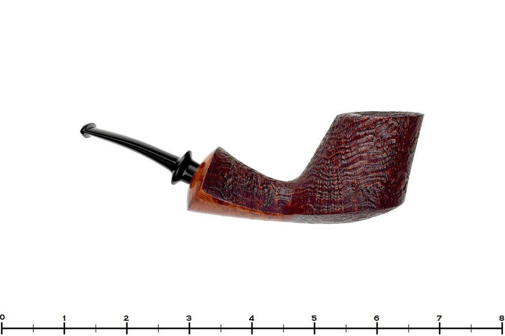 Blue Room Briars is proud to present this GH. Zhang (David S. Huber) Chicago Pipe Show 02 (2024 Make) Bent Sandblast Racing Volcano UNSMOKED Estate Pipe