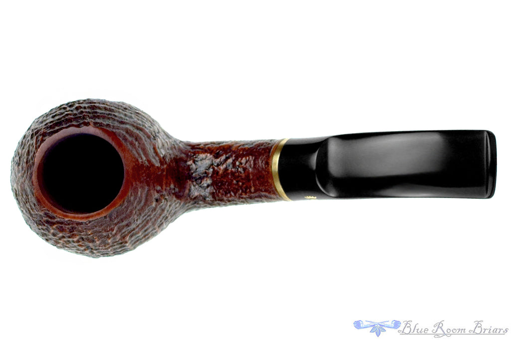 Blue Room Briars is proud to present this Stanwell Nordic 186 Bent Sandblast Egg with Brass Estate Pipe