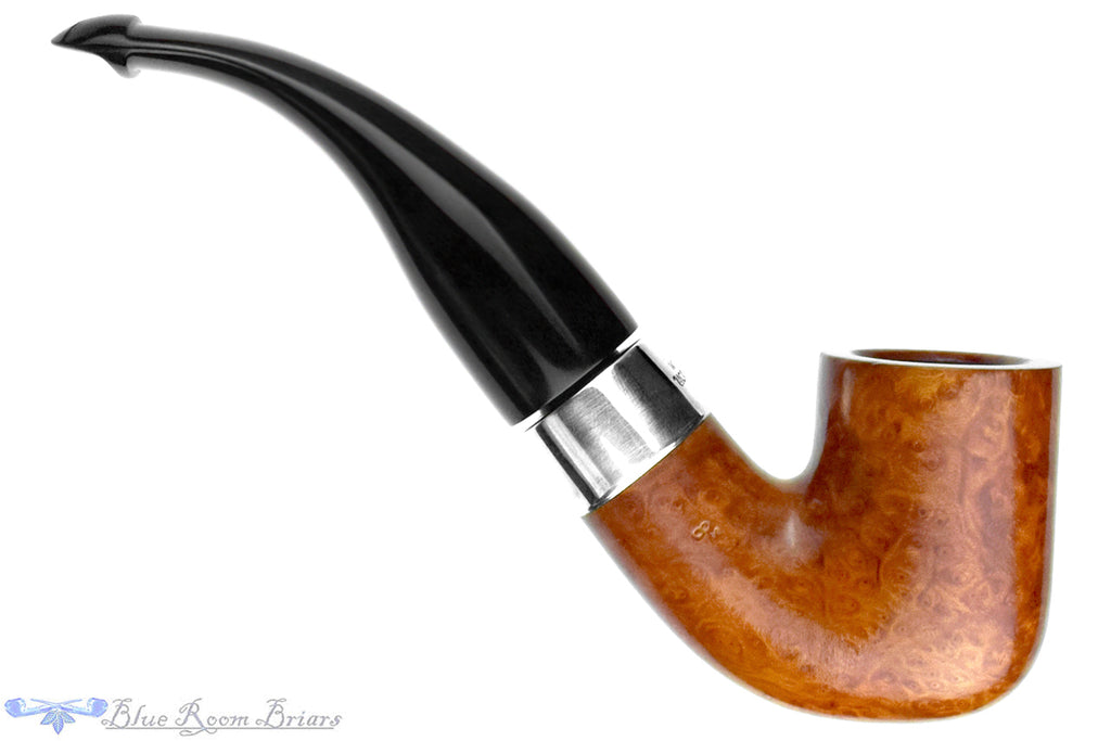 Blue Room Briars is proud to present this Peterson Deluxe 8s Bent Billiard (6mm Filter) with Silver and P-Lip Estate Pipe