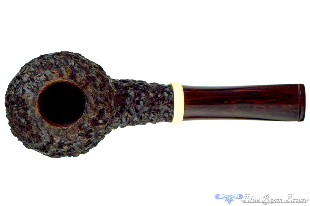 Blue Room Briars is proud to present this Jan Pietenpauw Rusticated Rhodesian Sitter with Warthog Tusk and Brindle Twin Bore Stem Estate Pipe