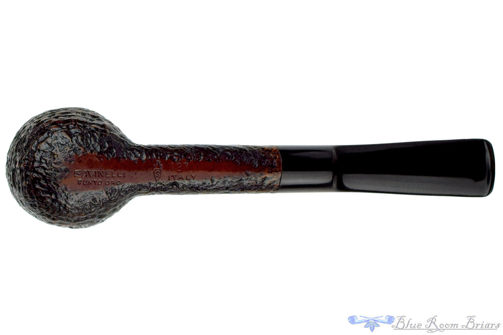 Blue Room Briars is proud to present this Savinelli Punto Oro 127 Sandblast Billiard Sitter Estate Pipe