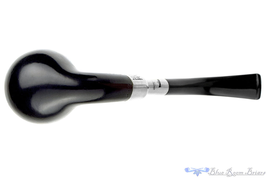 Blue Room Briars is proud to present this Brebbia Gala Night First 982 Bent Dress Black Billiard with Nickle Spigot Estate Pipe