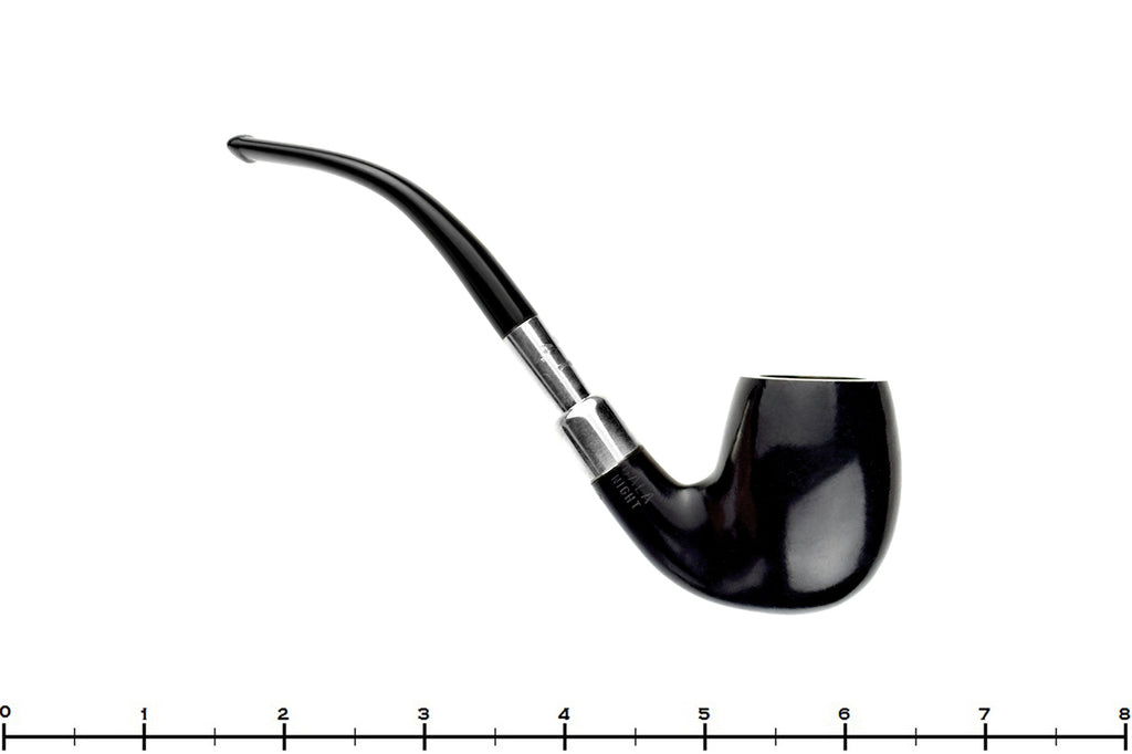 Blue Room Briars is proud to present this Brebbia Gala Night First 982 Bent Dress Black Billiard with Nickle Spigot Estate Pipe