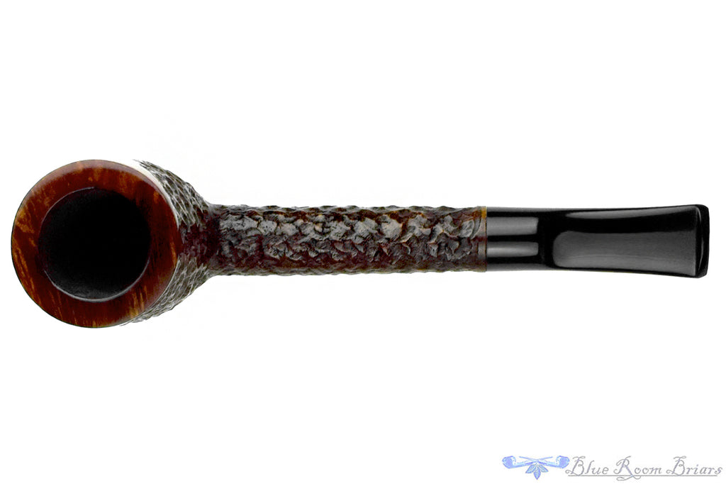 Blue Room Briars is proud to present this Brigham 9 3-Dot Partial Carved Lovat Sitter (Rock Maple Filter) Estate Pipe