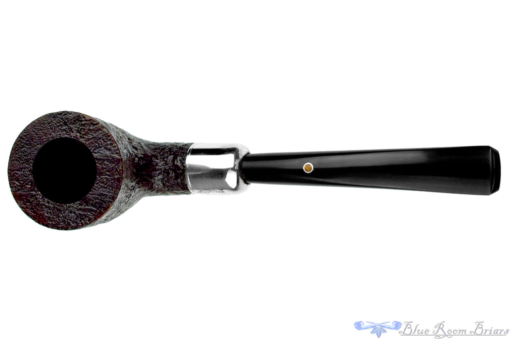 Blue Room Briars is proud to present this Ashton Pebble Grain XX Bent Sandblast Dublin with Silver and Military Mount UNSMOKED Estate Pipe