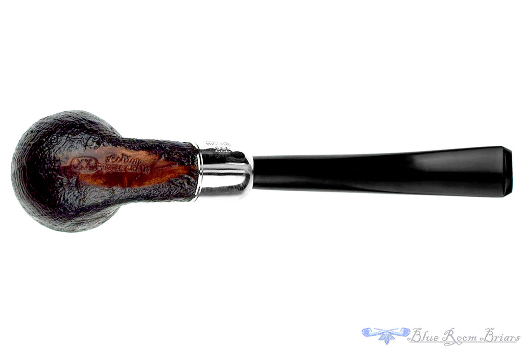 Blue Room Briars is proud to present this Ashton Pebble Grain XX Bent Sandblast Dublin with Silver and Military Mount UNSMOKED Estate Pipe