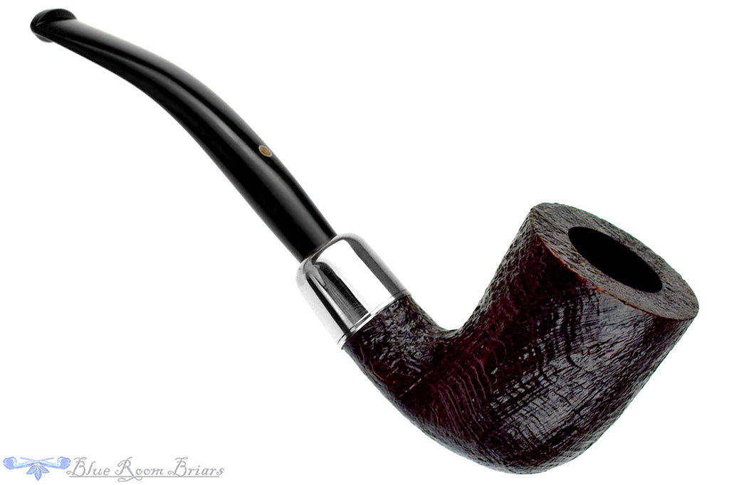 Blue Room Briars is proud to present this Ashton Pebble Grain XX Bent Sandblast Dublin with Silver and Military Mount UNSMOKED Estate Pipe