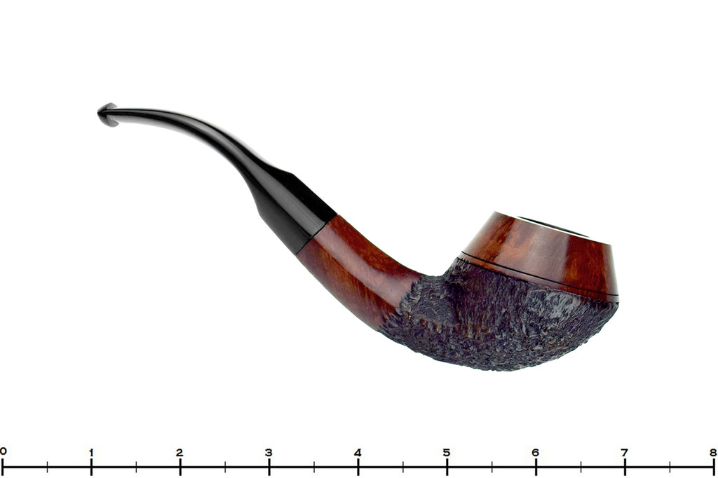 Blue Room Briars is proud to present this W.Ø. Larsen Handmade Rustica Bent Partial Rusticated Bulldog Estate Pipe with Replacement Stem