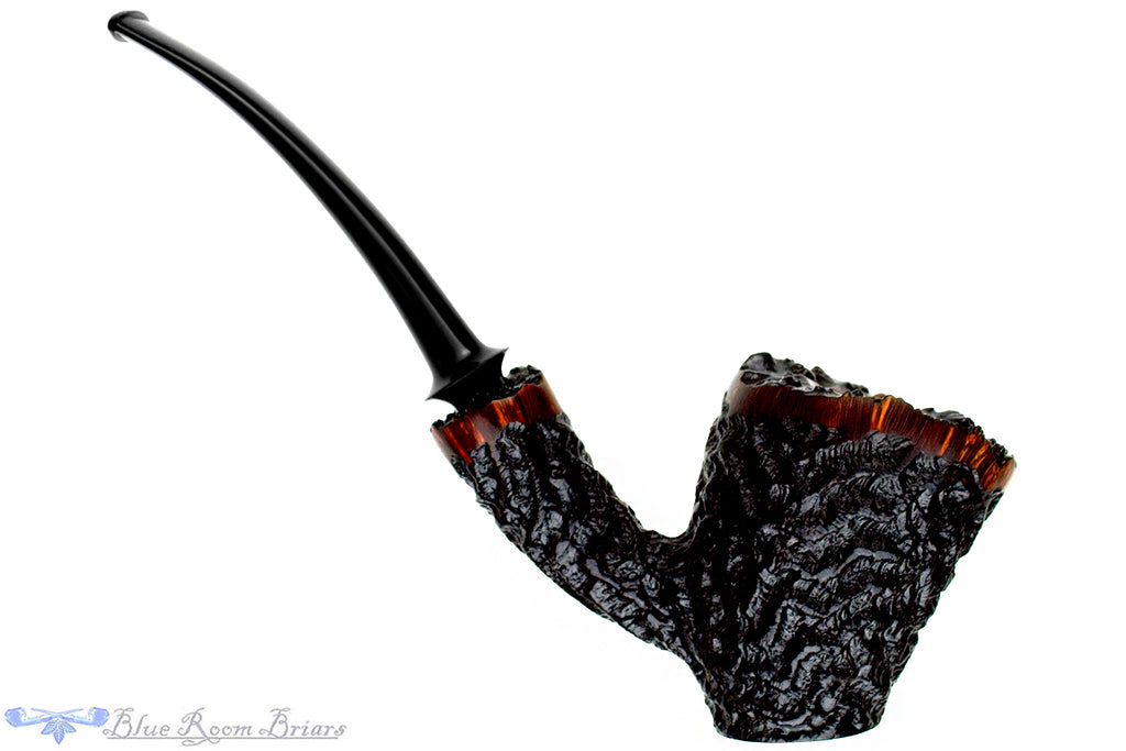 Blue Room Briar is proud to present this Mike Sebastian Bay Bent Cherrywood Carved Estate Pipe