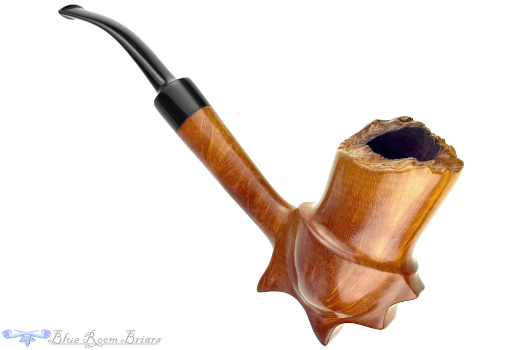 Blue Room Briars is proud to present this Jack Weinberger Large Bent Partial Rusticated Freehand with Plateau Estate Pipe