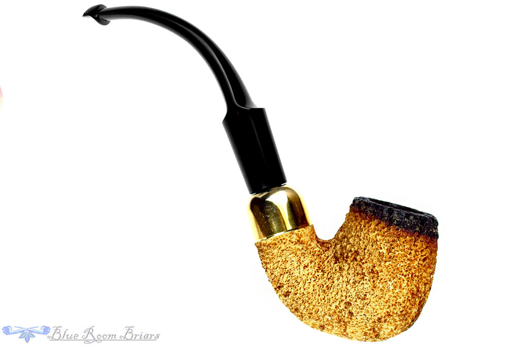 Blue Room Briar is proud to present this Peterson Meerschaum Bent Rusticated Fumed Billiard with Brass and P-Lip Estate Pipe