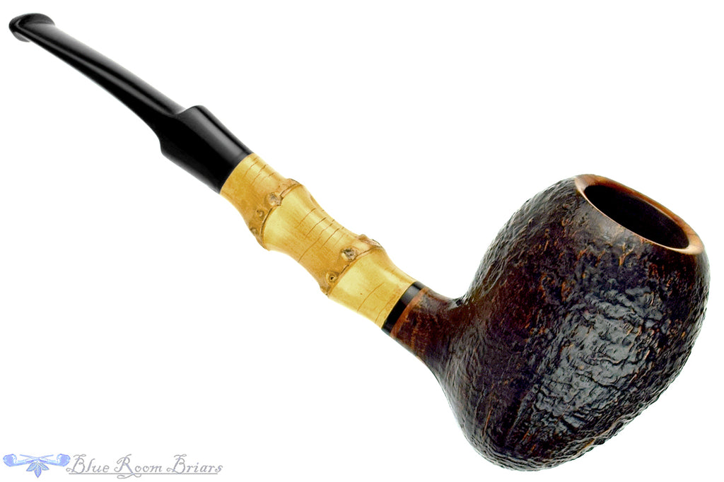 Blue Room Briars is proud to present this Bent Sandblast Strawberry with Bamboo Estate Pipe