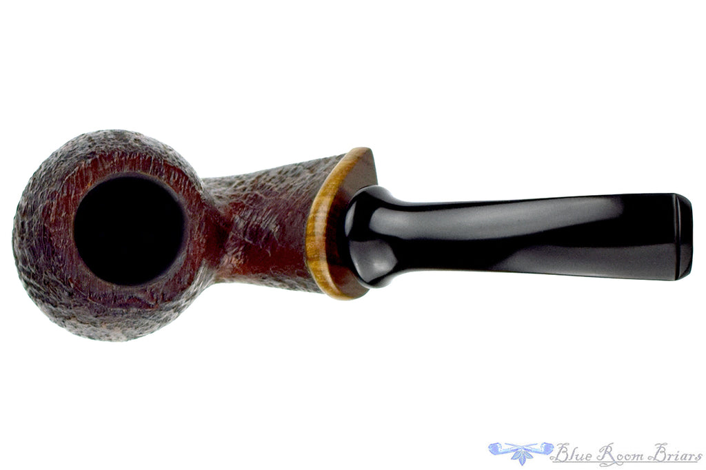 David McCarter 2014 1/2 Bent Sandblast Apple with Exotic Wood UNSMOKED Estate Pipe