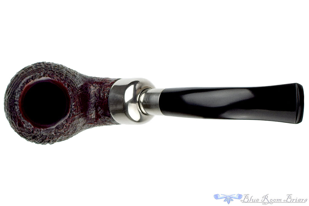 Blue Room Briars is proud to present this Peterson Spigot 03 Bent Sandblast Apple with Nickel Estate Pipe