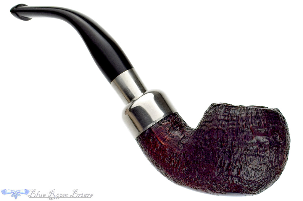 Blue Room Briars is proud to present this Peterson Spigot 03 Bent Sandblast Apple with Nickel Estate Pipe