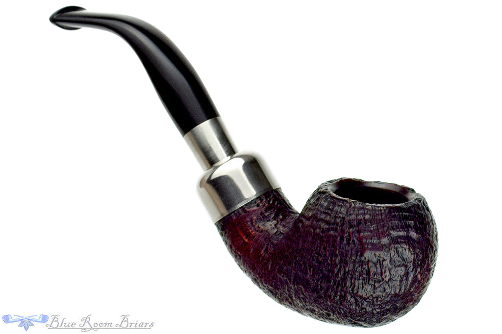Blue Room Briars is proud to present this Peterson Spigot 03 Bent Sandblast Apple with Nickel Estate Pipe