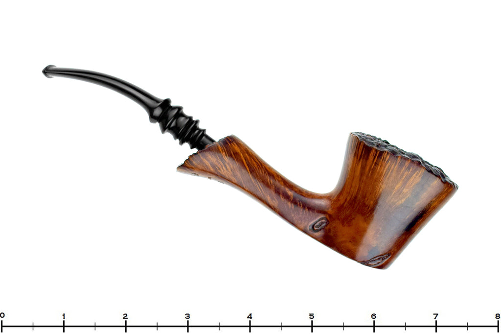 Blue Room Briars is proud to present this Karl Erik Handmade Bent Spot Carved Freehand with Plateaux Estate Pipe