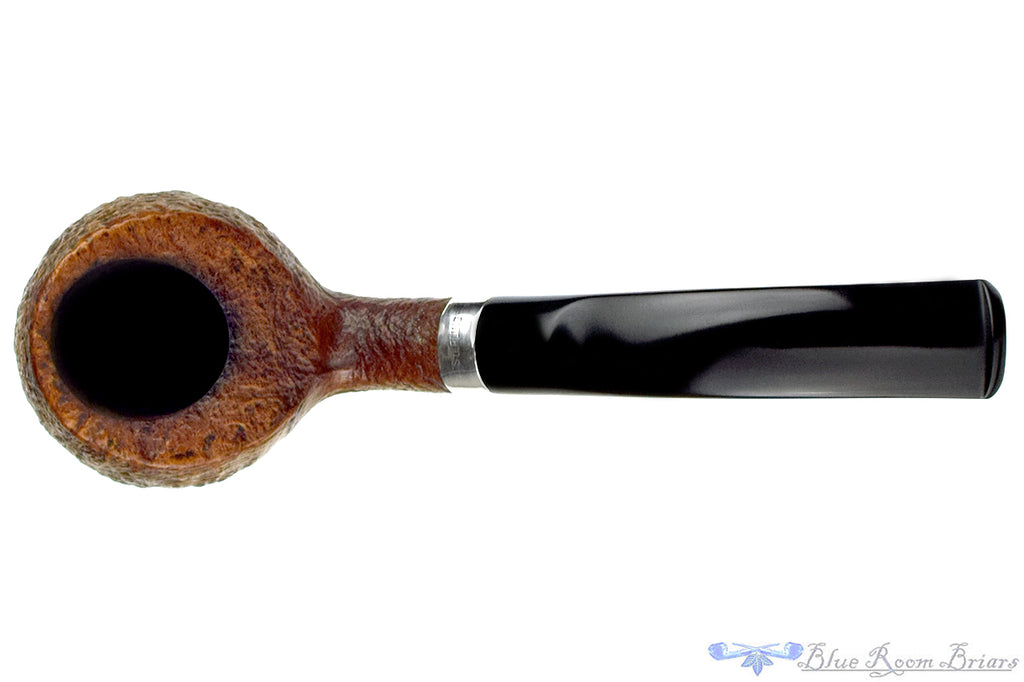 Blue Room Briars is proud to present this Larsen Super Bent Sandblast Ladle Estate Pipe with Silver Repair Band