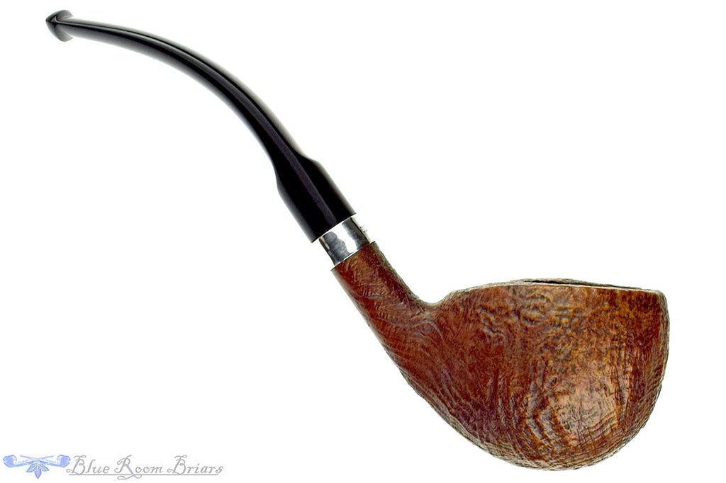 Blue Room Briars is proud to present this Larsen Super Bent Sandblast Ladle Estate Pipe with Silver Repair Band