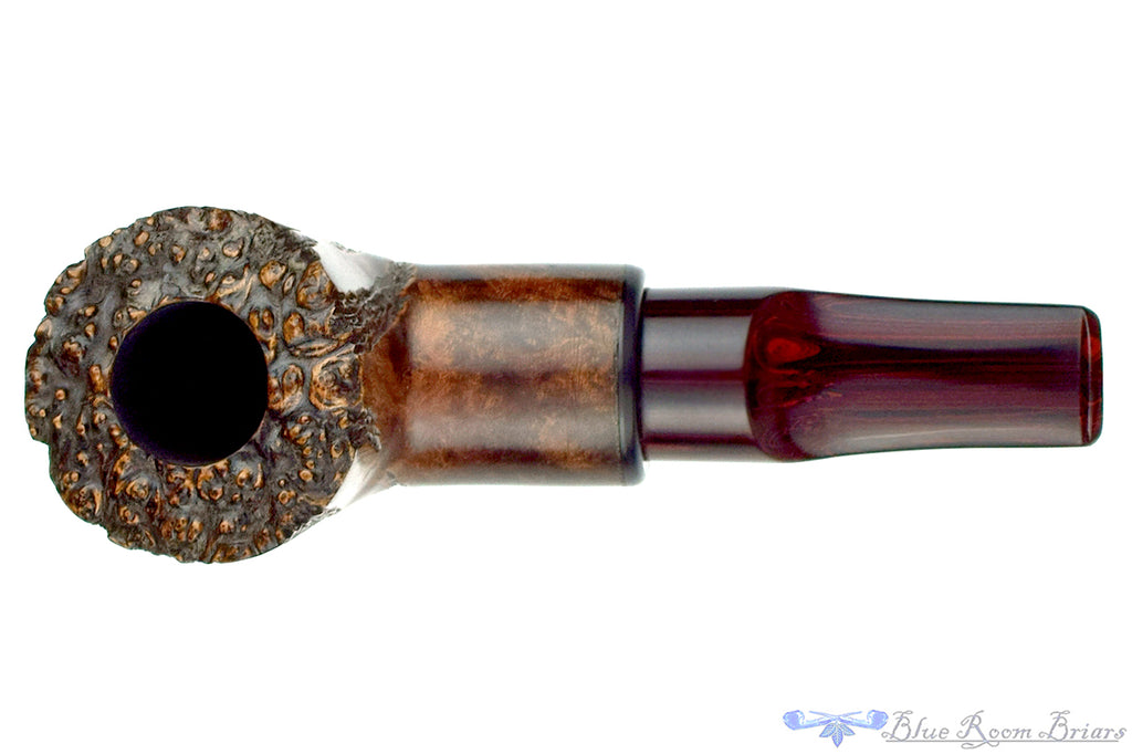 Blue Room Briars is proud to present this Joshua Ronish (2016 Make) Spot Carved Reverse Calabash with Brindle and Plateau Estate Pipe