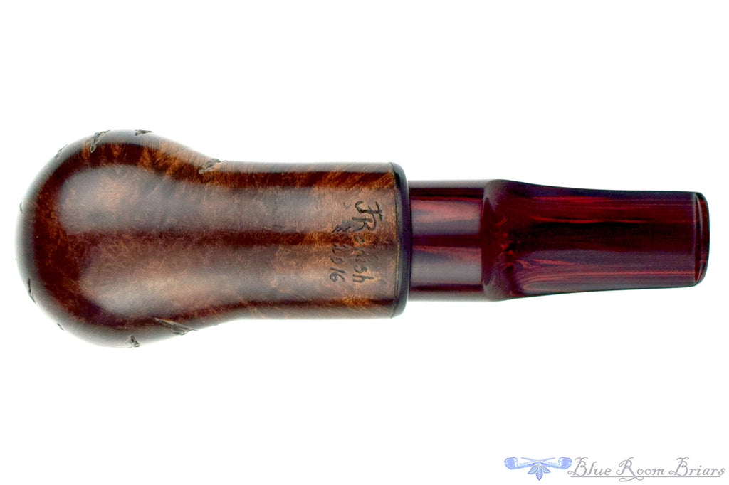 Blue Room Briars is proud to present this Joshua Ronish (2016 Make) Spot Carved Reverse Calabash with Brindle and Plateau Estate Pipe